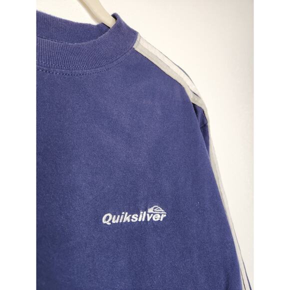 Vintage 80s Quiksilver Stripe Long Sleeve Shirt Blue Spellout Logo Rare Surf - Picture 4 of 6